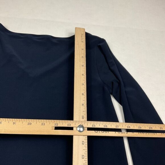 Sympli Long Tunic Top Blue V-Neck Flowy Asymmetrical Shirt Side Slits Size 4 - Picture 8 of 9